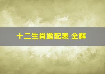 十二生肖婚配表 全解